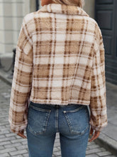 Plaid Button Up Collared Neck Long Sleeve Jacket OutfitFlow